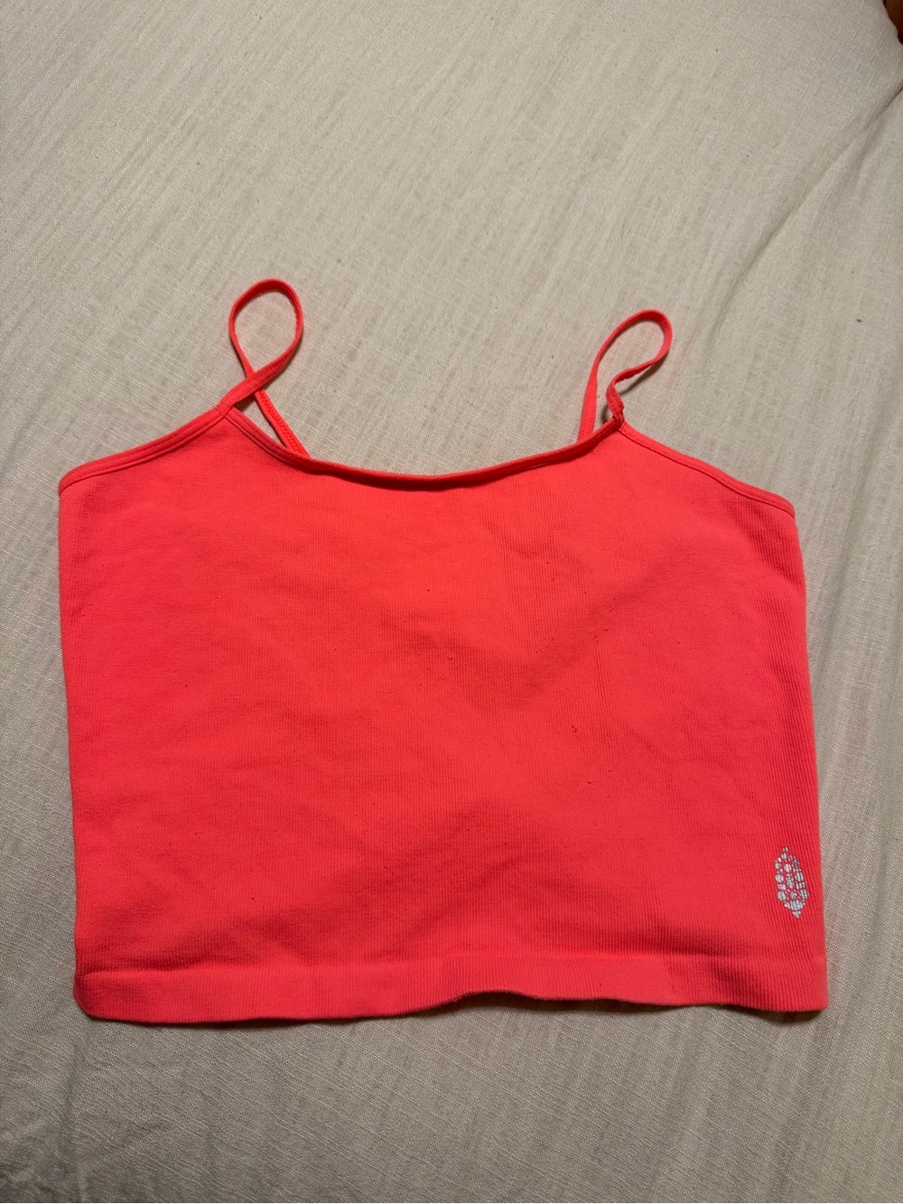 FP Movement by Free People Coral Pink Cropped Spaghetti Strap Tank